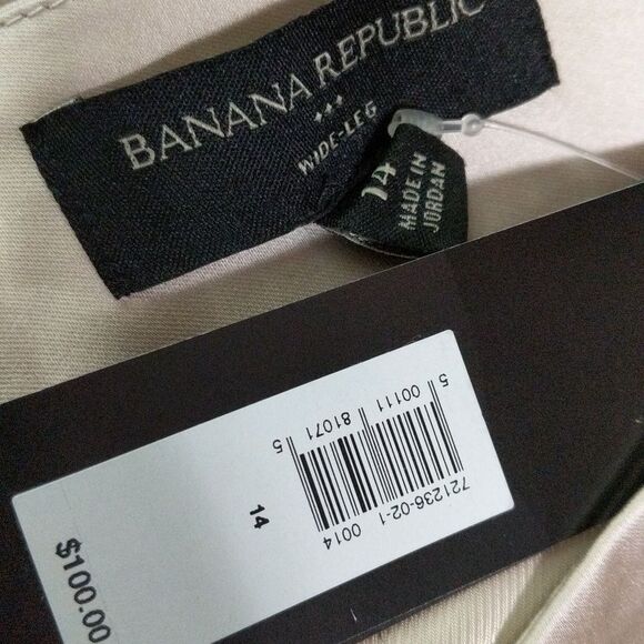 NWT Banana Republic Factory Silky pleated Wide leg pants oyster pearl size 14 - Picture 8 of 12